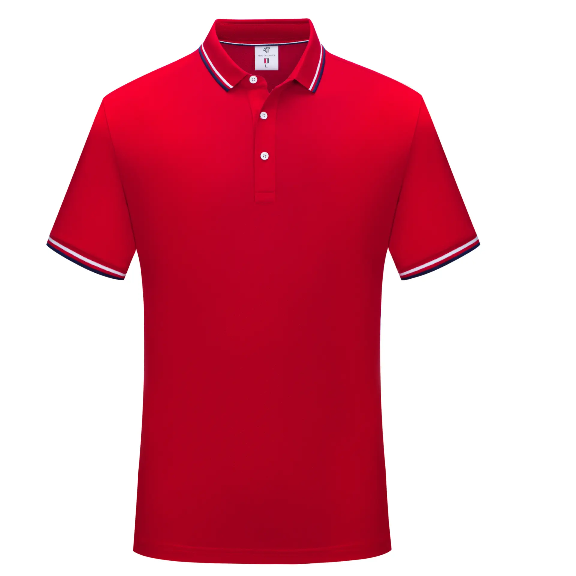 Men Dark Green Polo Shirt with Red White Trim - Image 4