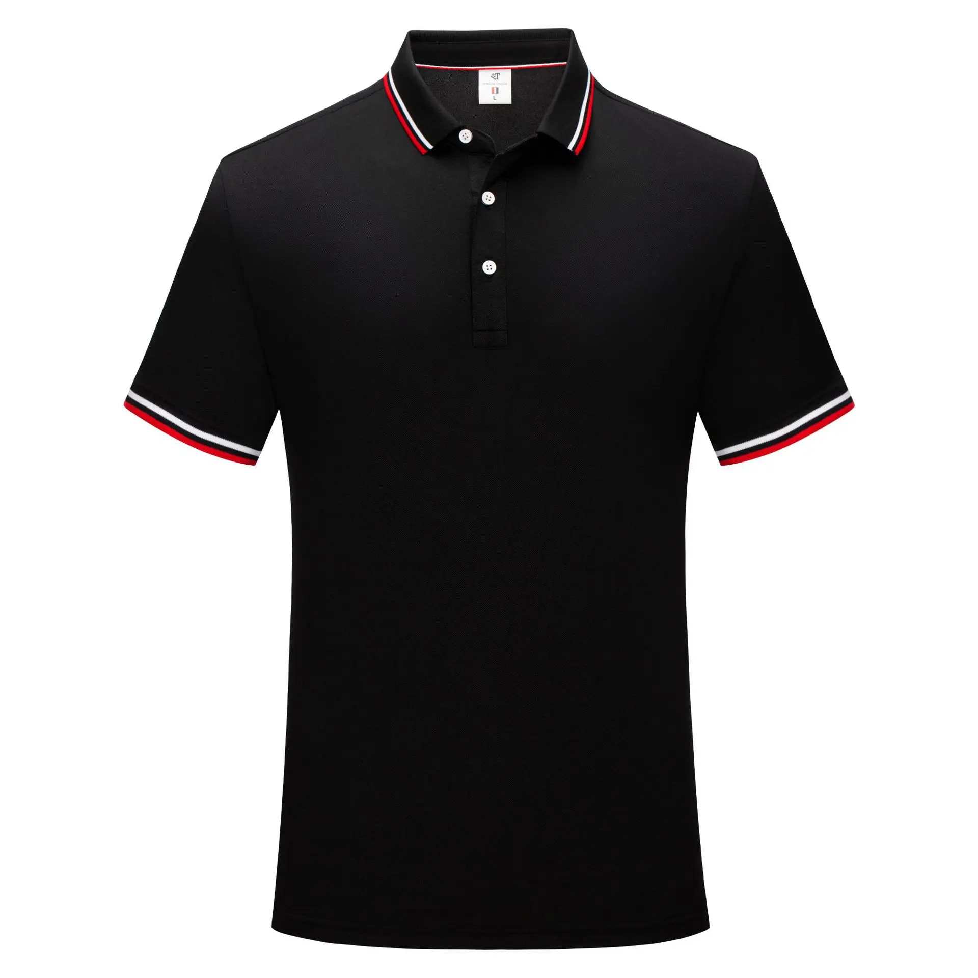 Men Dark Green Polo Shirt with Red White Trim - Image 6