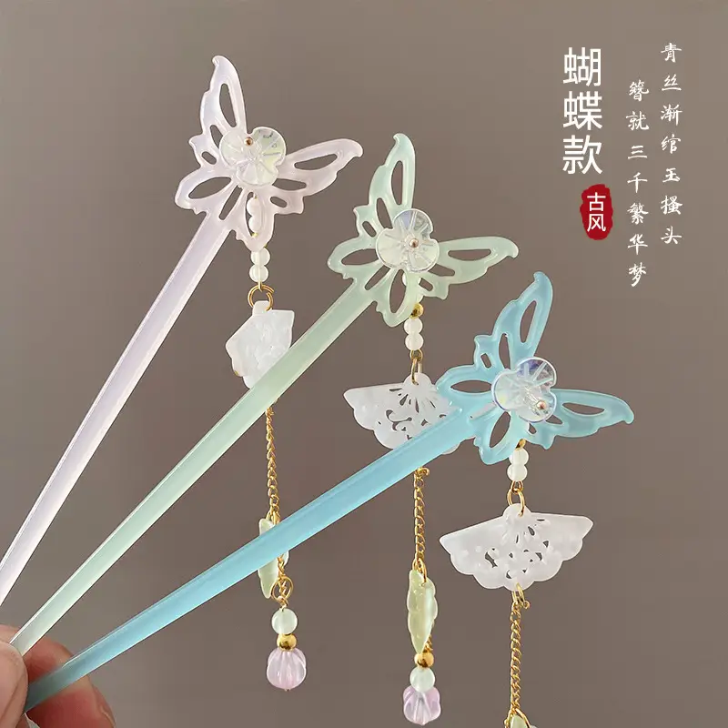 Elegant Hollow Butterfly Hairpin with Pearl Drop - Image 7