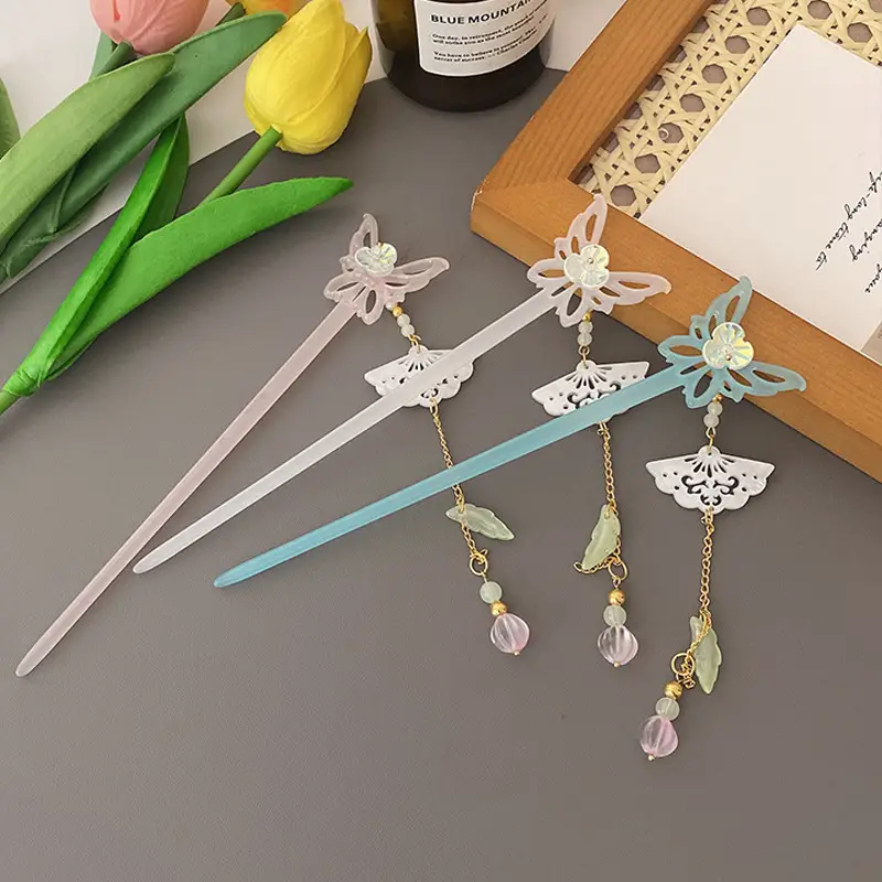 Elegant Hollow Butterfly Hairpin with Pearl Drop - Image 8