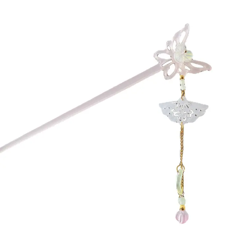 Elegant Hollow Butterfly Hairpin with Pearl Drop - Image 9