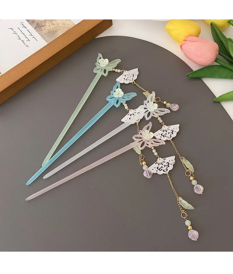 Elegant Hollow Butterfly Hairpin with Pearl Drop — feature 28