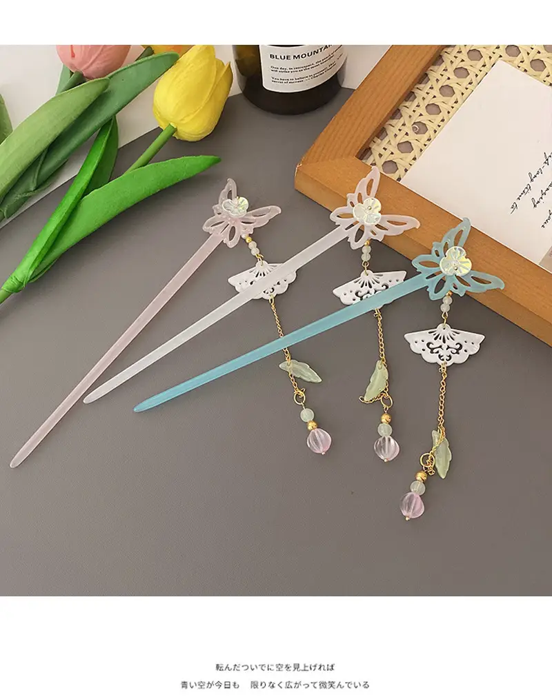 Elegant Hollow Butterfly Hairpin with Pearl Drop — feature 31