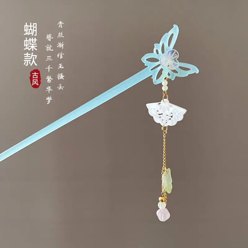 Elegant Hollow Butterfly Hairpin with Pearl Drop - Image 4