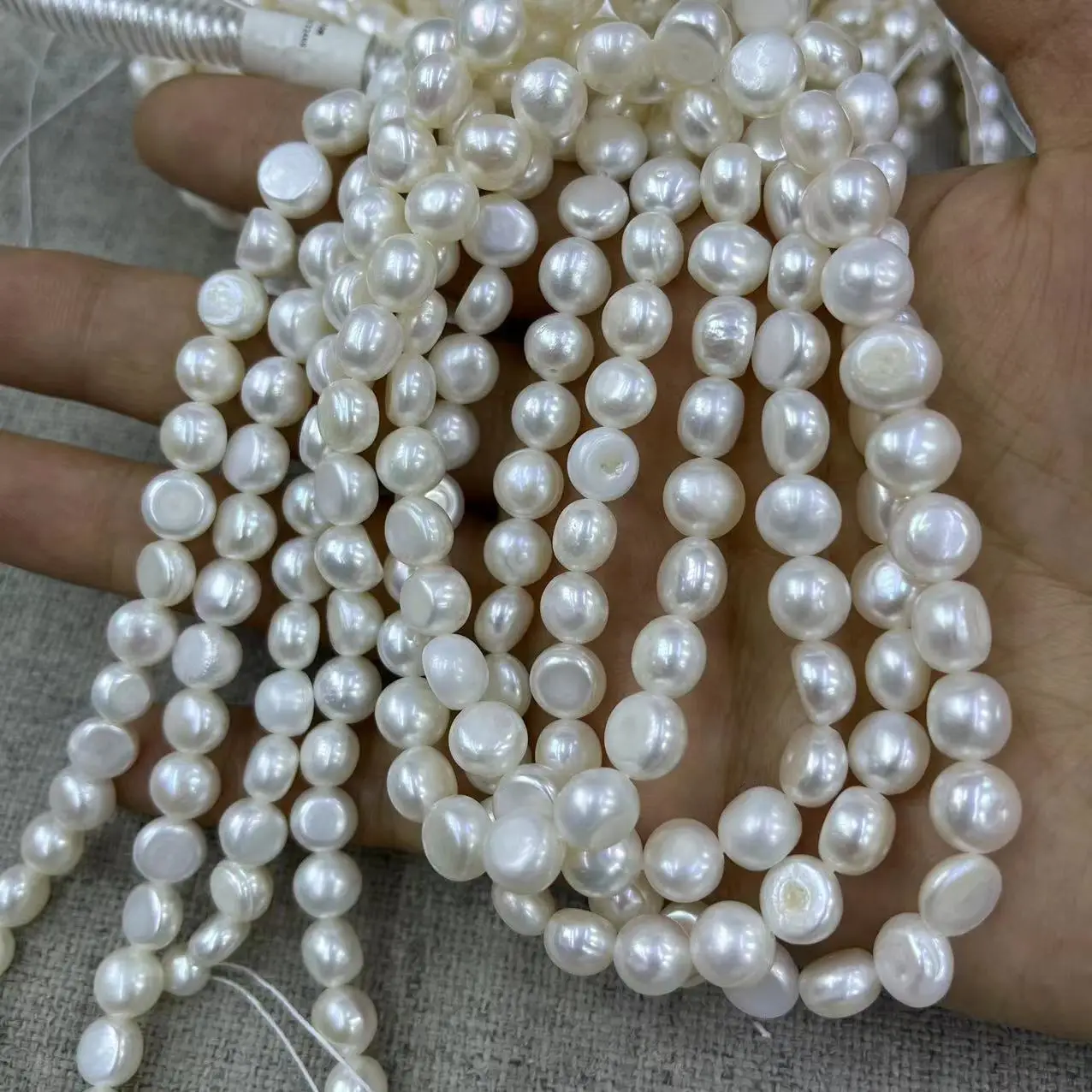 Natural Freshwater Pearl 8-9mm Side Hole Baroque Necklace - Image 2