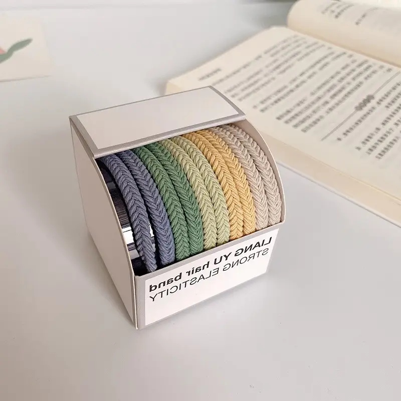 Women's Red Braided Hair Tie Rope with Rubber Cover - Image 9