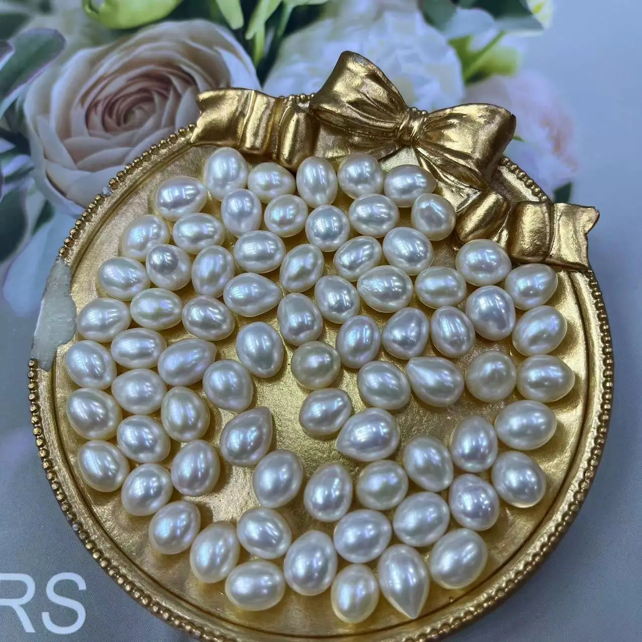Natural Freshwater Pearl 8-9mm Rice Beads Semi-Finished DIY Necklace Accessories Wholesale - Image 3