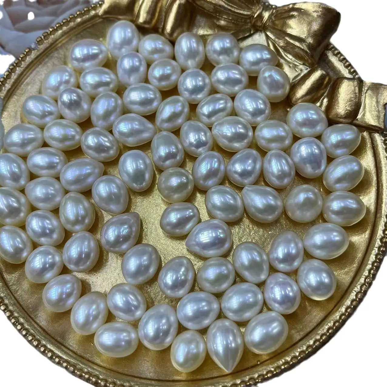 Natural Freshwater Pearl 8-9mm Rice Beads Semi-Finished DIY Necklace Accessories Wholesale - Image 5
