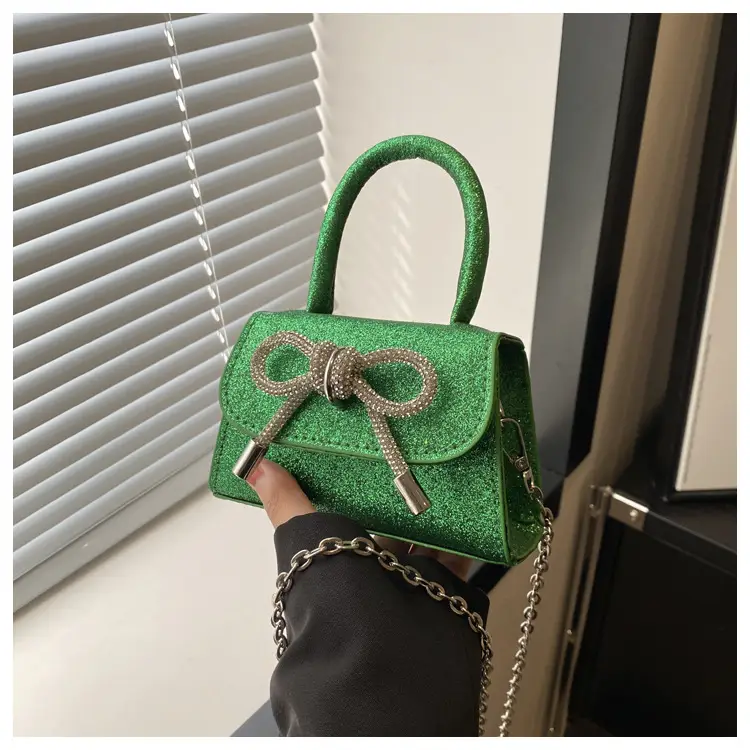 Green Rhinestone Bow Mini Crossbody Bag for Women — feature 15