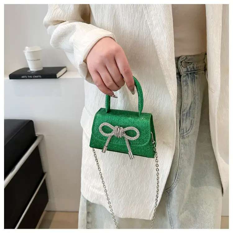 Green Rhinestone Bow Mini Crossbody Bag for Women — feature 22