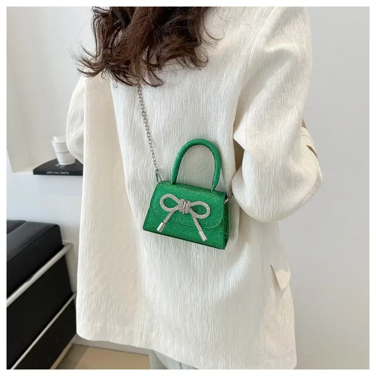 Green Rhinestone Bow Mini Crossbody Bag for Women — feature 24