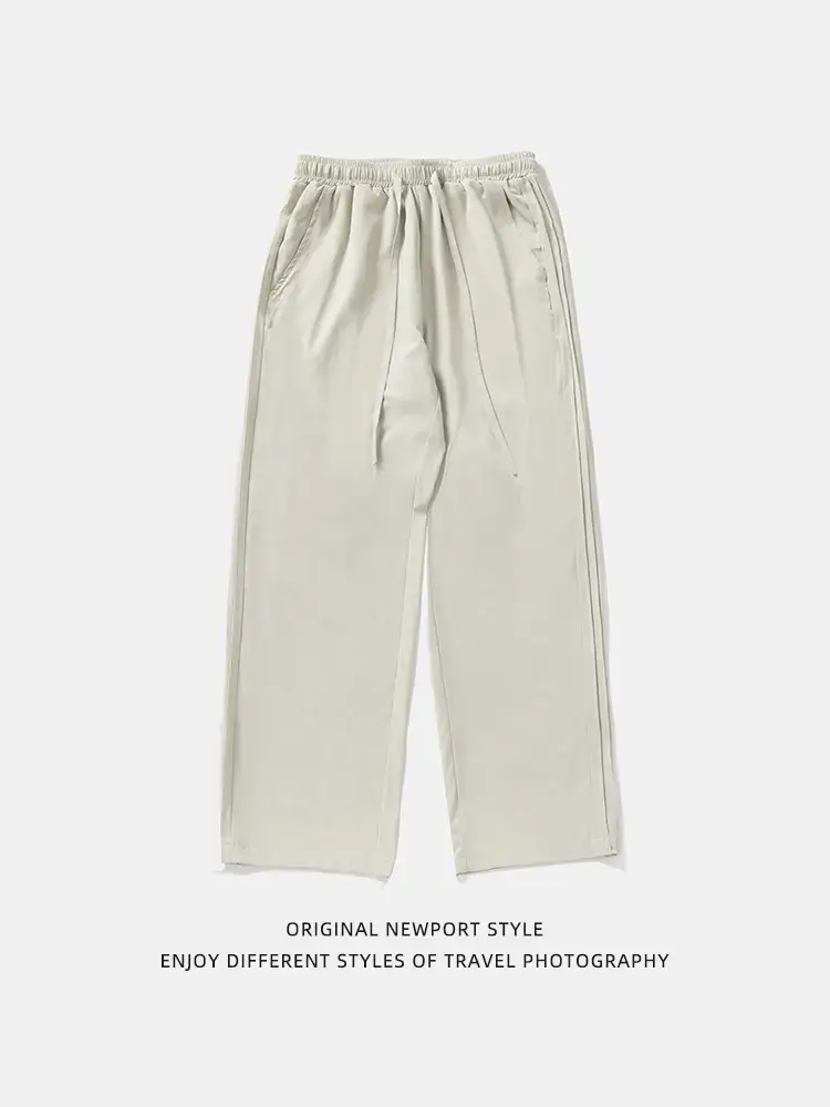 Men's Light Gray Ice Silk Drawstring Pants - Image 7