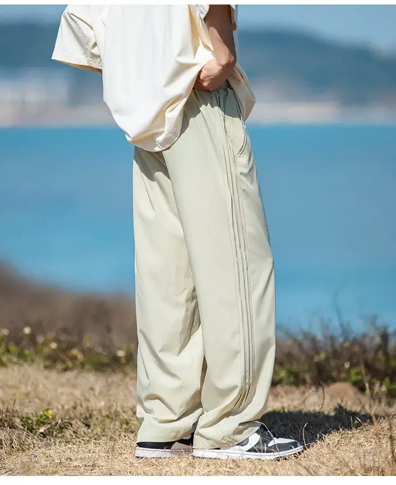 Men's Light Gray Ice Silk Drawstring Pants — feature 14