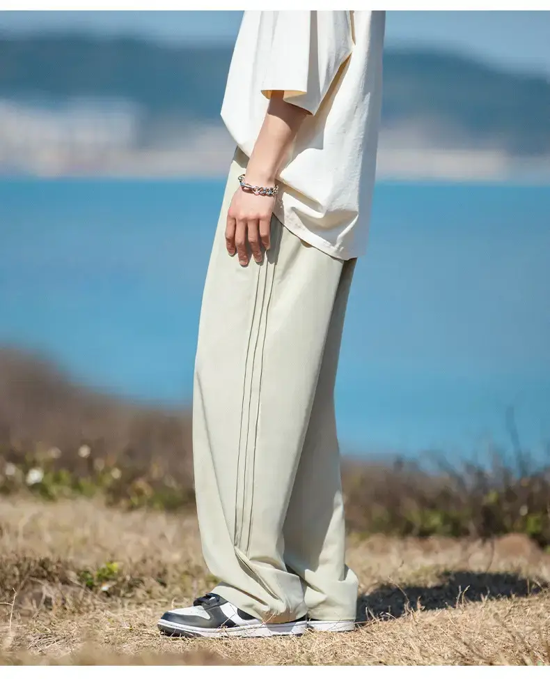 Men's Light Gray Ice Silk Drawstring Pants — feature 16