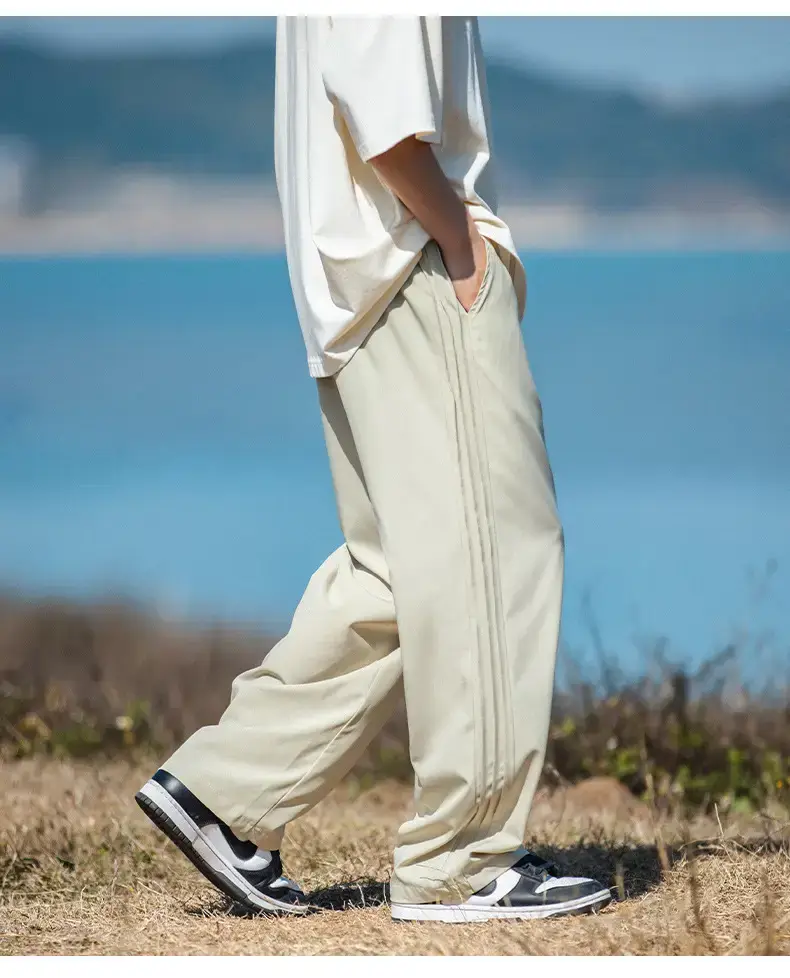 Men's Light Gray Ice Silk Drawstring Pants — feature 17