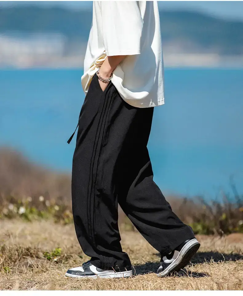 Men's Light Gray Ice Silk Drawstring Pants — feature 20