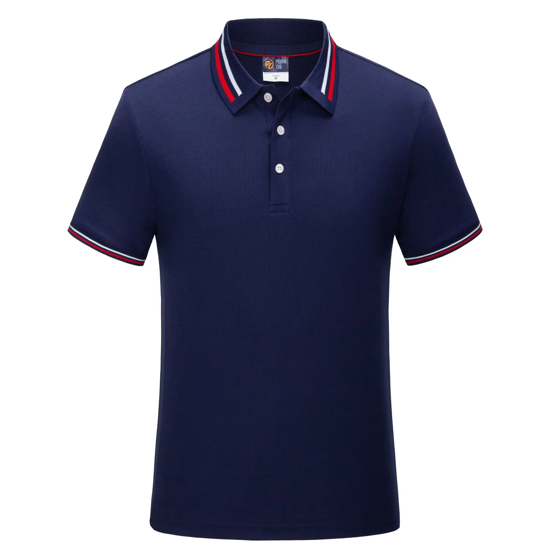 Men's Navy Blue Pure Cotton Polo Shirt Short Sleeve - Image 3