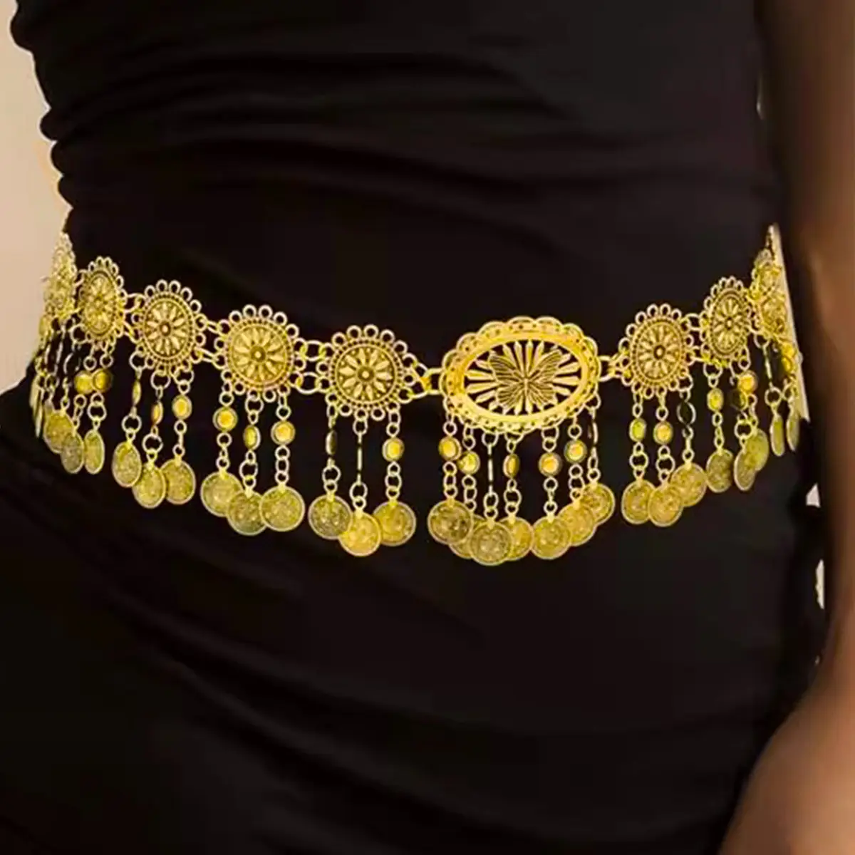 Gold Tassel Waist Chain for Women Ethnic Bohemian Slimming Belt — feature 2