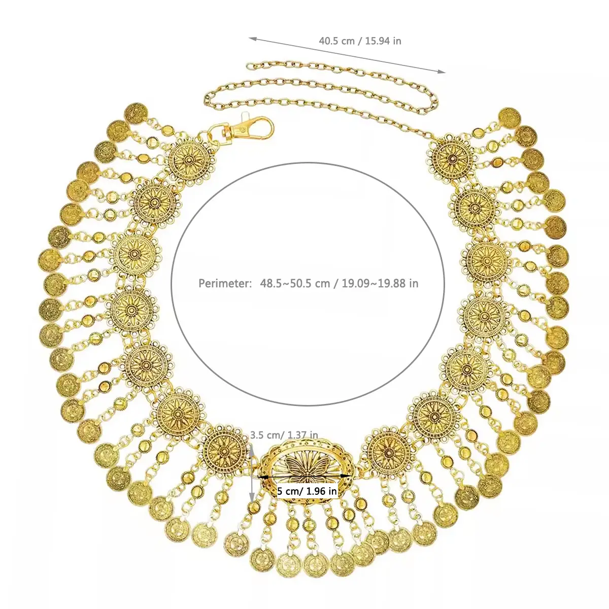 Gold Tassel Waist Chain for Women Ethnic Bohemian Slimming Belt — feature 6