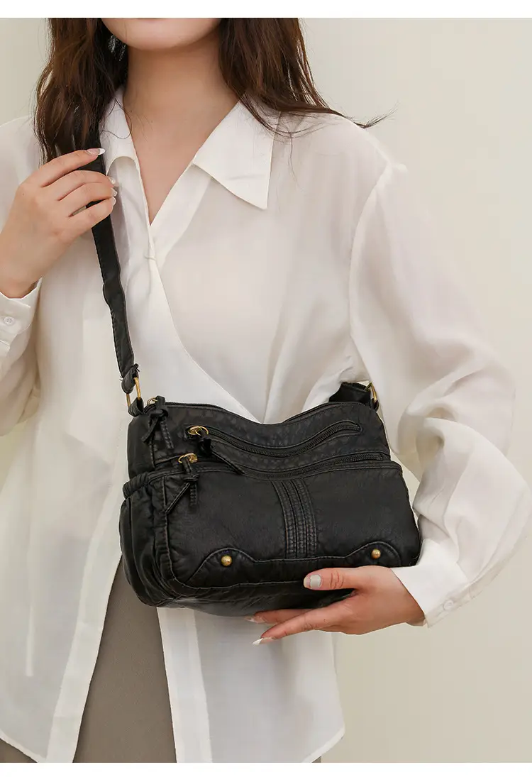 Black Washable Leather Crossbody Bag for Women — feature 24