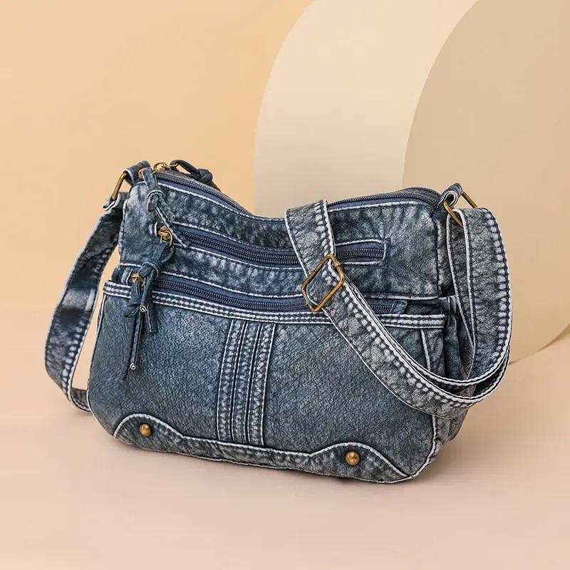 Black Washable Leather Crossbody Bag for Women - Image 2