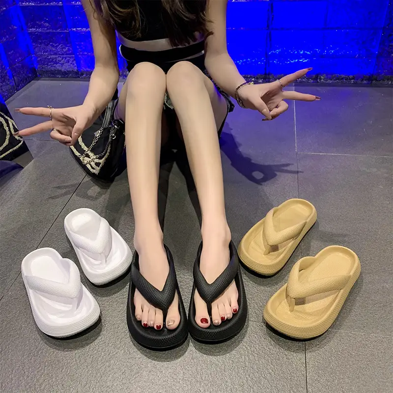 Slippers Women's Summer New Fashionable Outfit Ins Trendy Internet Popular Thick Bottom Non-slip Flip-flops Couple Beach Sandals - Image 6