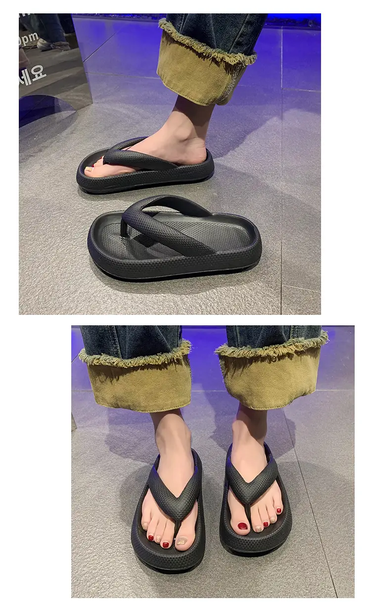 Slippers Women's Summer New Fashionable Outfit Ins Trendy Internet Popular Thick Bottom Non-slip Flip-flops Couple Beach Sandals — feature 13