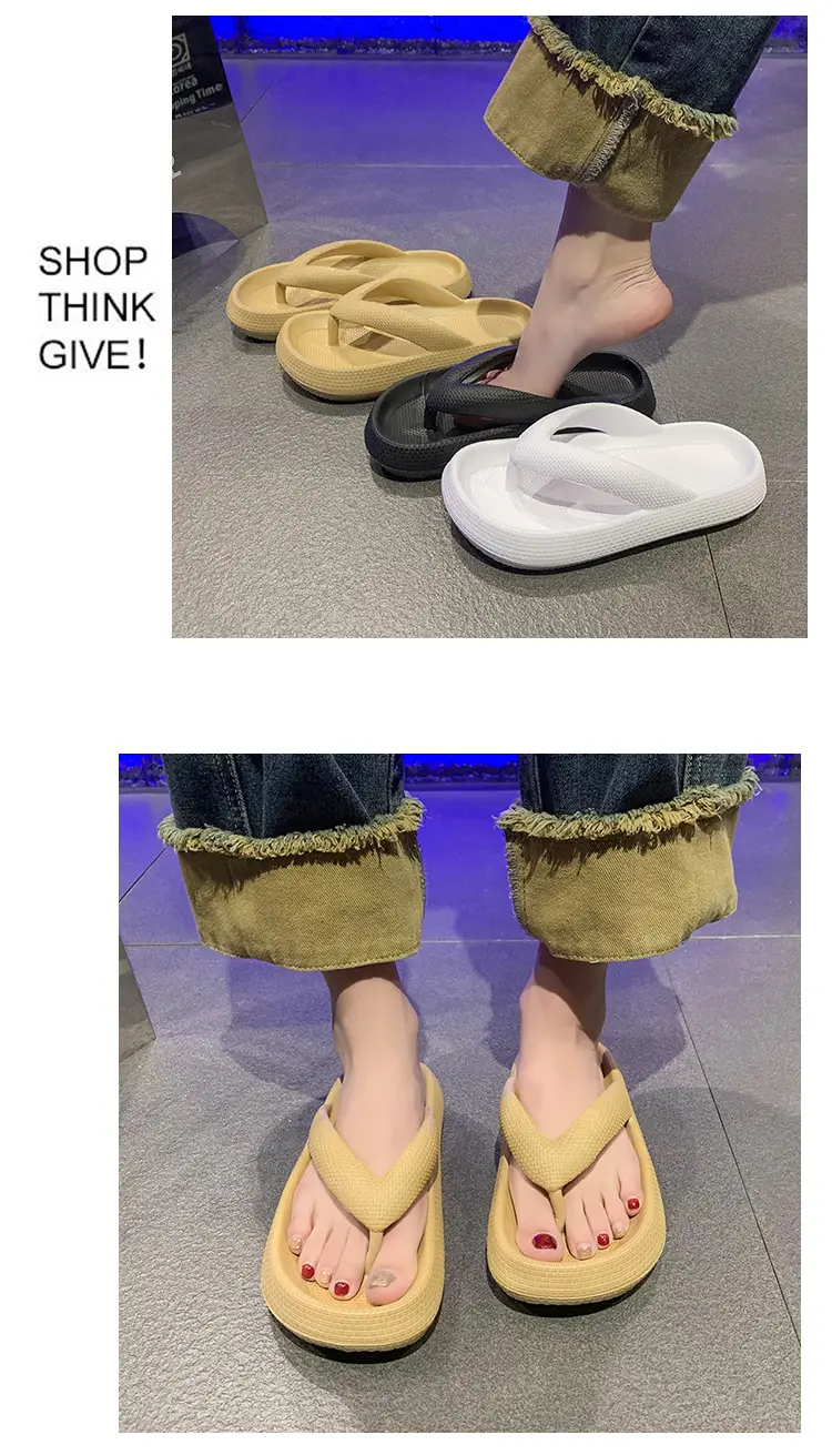 Slippers Women's Summer New Fashionable Outfit Ins Trendy Internet Popular Thick Bottom Non-slip Flip-flops Couple Beach Sandals — feature 15