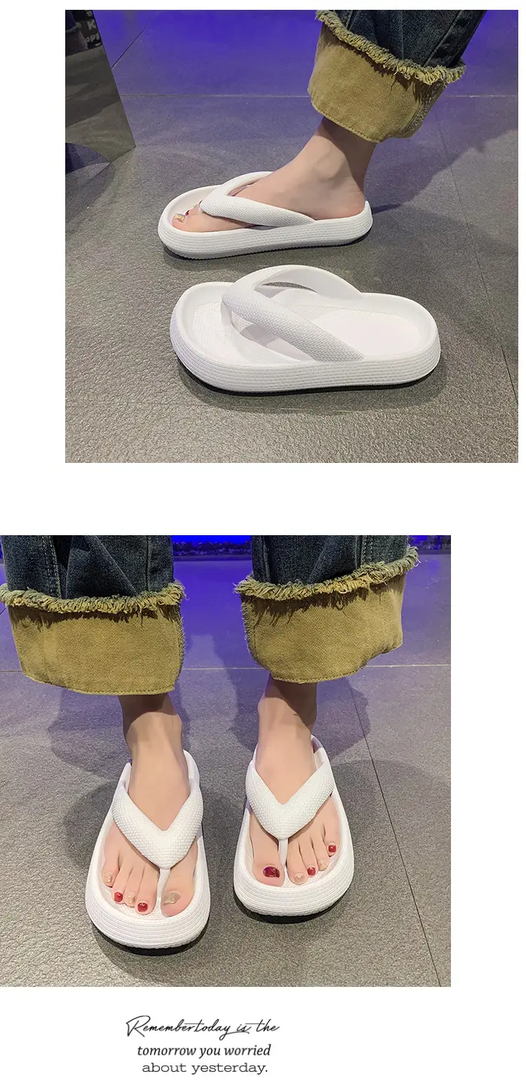 Slippers Women's Summer New Fashionable Outfit Ins Trendy Internet Popular Thick Bottom Non-slip Flip-flops Couple Beach Sandals — feature 19