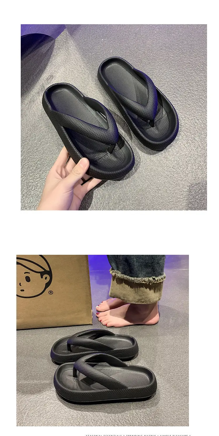 Slippers Women's Summer New Fashionable Outfit Ins Trendy Internet Popular Thick Bottom Non-slip Flip-flops Couple Beach Sandals — feature 25