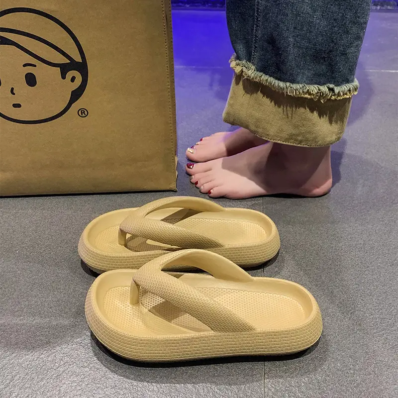 Slippers Women's Summer New Fashionable Outfit Ins Trendy Internet Popular Thick Bottom Non-slip Flip-flops Couple Beach Sandals - Image 3
