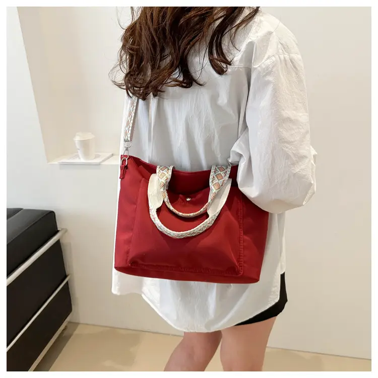 Vintage Red Canvas Shoulder Bag Women 2024 Luxury Large Capacity - Image 8