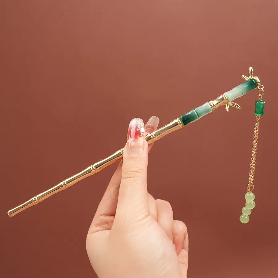 Flower Hairpin with Butterfly & Tassel Design