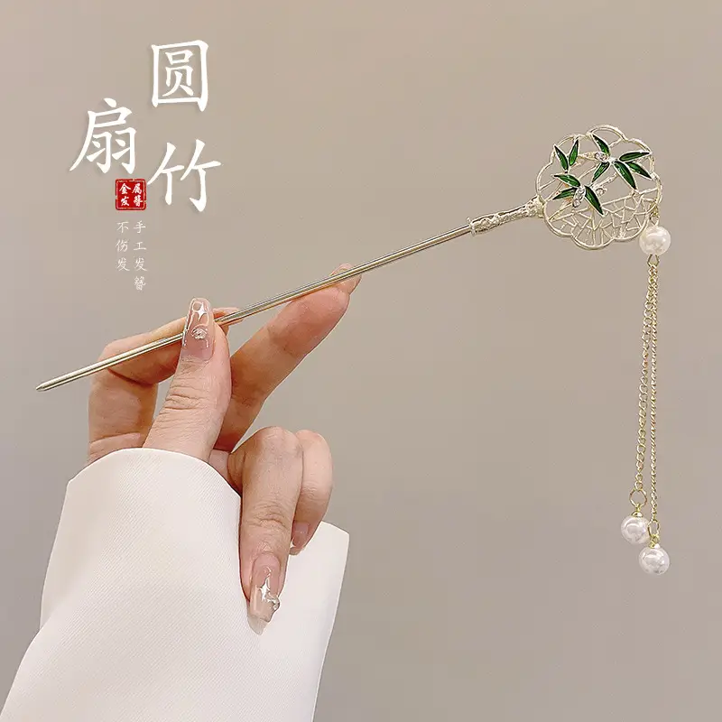 Flower Hairpin with Butterfly & Tassel Design