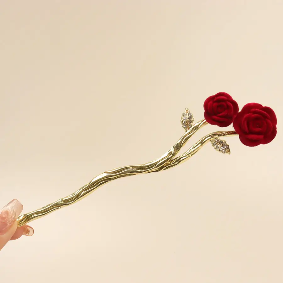 Flower Hairpin with Butterfly & Tassel Design