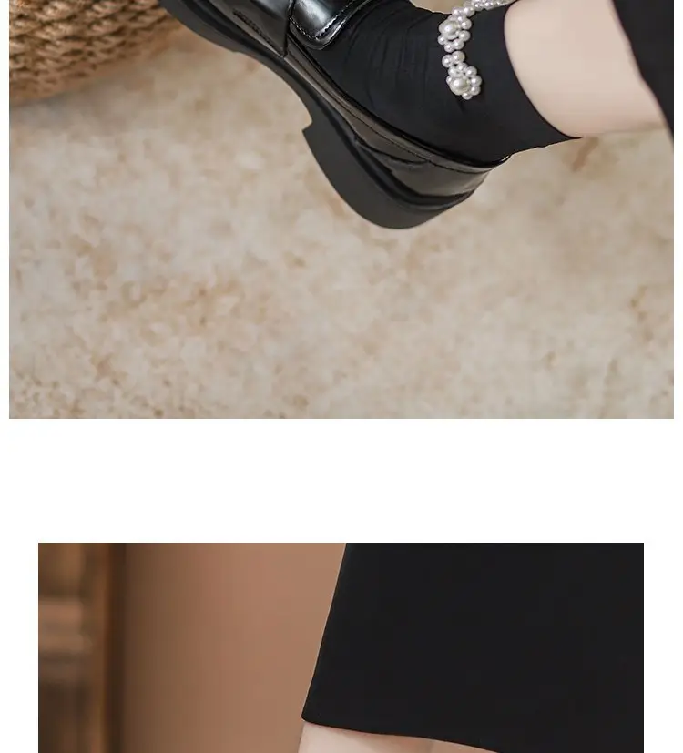 Soft Bottom Loafers Women's 2024 Spring New Fashion Small Gold Single Shoes British Thick Bottom Slip-on Small Leather Shoes — feature 8