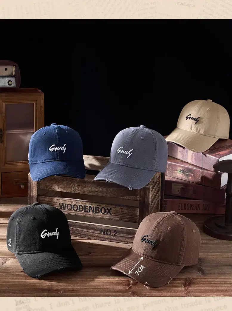2025 Ripped Washed Black Baseball Cap "Grazey" Logo — feature 13