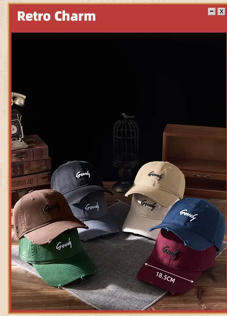 2025 Ripped Washed Black Baseball Cap "Grazey" Logo — feature 15