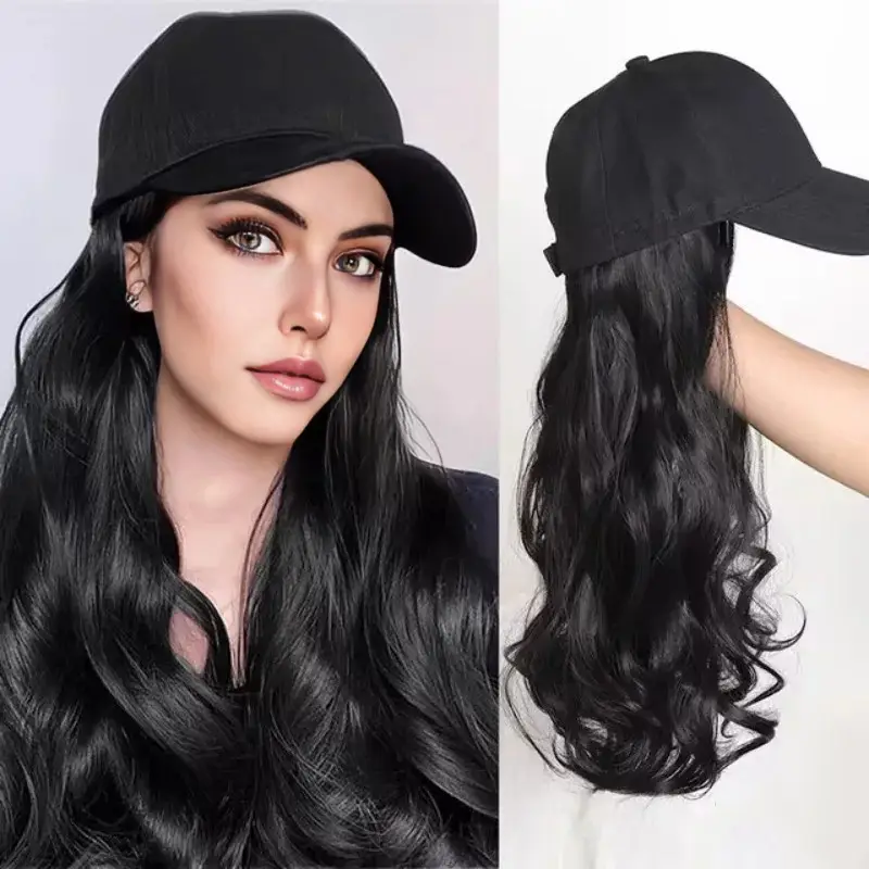 Black Long Wave Hair Wig for Women with Cap - Image 2
