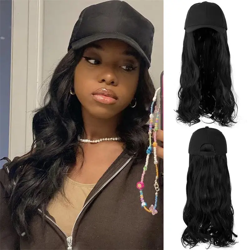 Black Long Wave Hair Wig for Women with Cap - Image 3