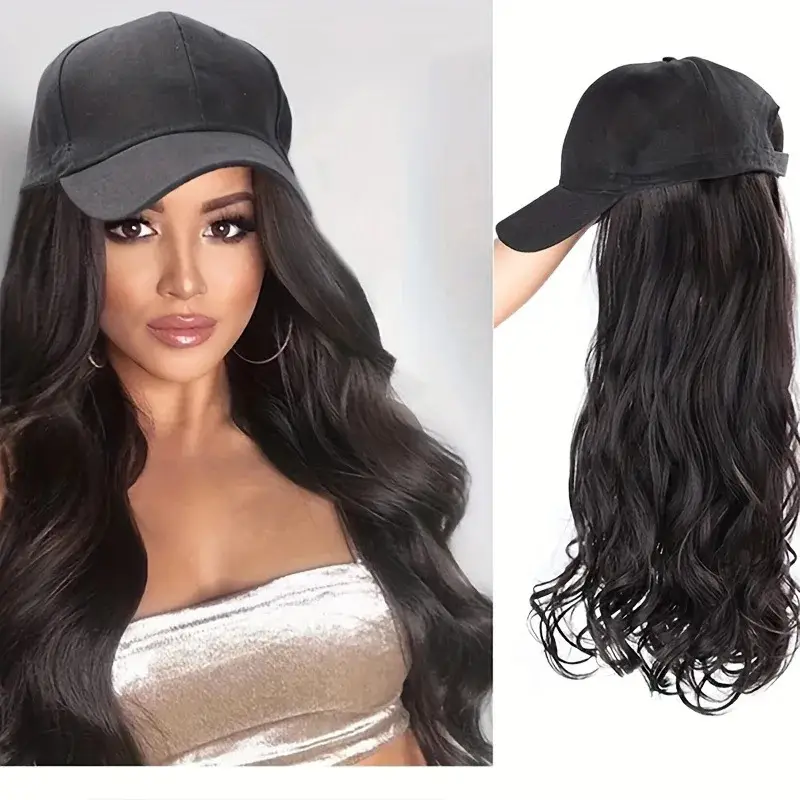 Black Long Wave Hair Wig for Women with Cap - Image 4