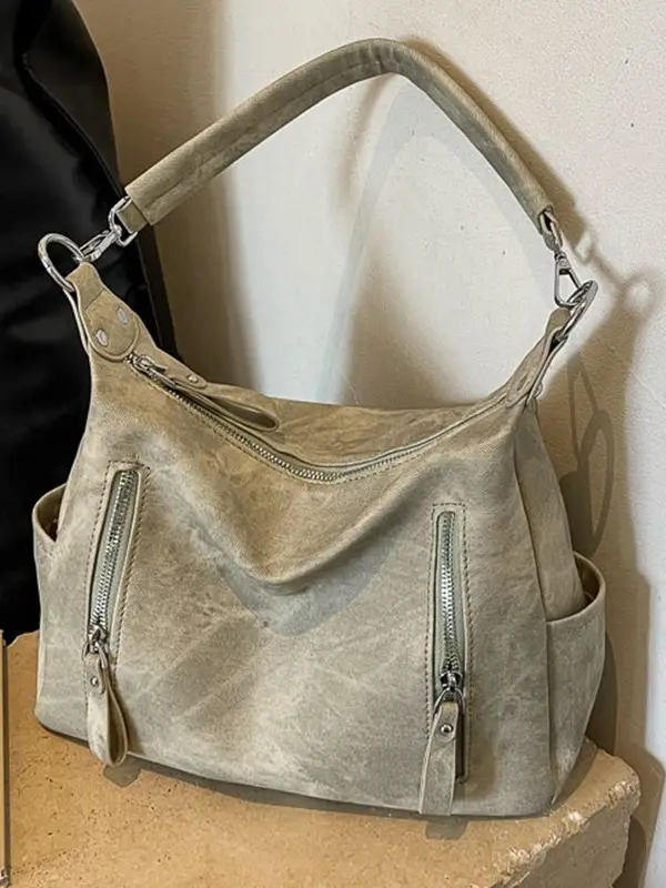 Grey Textured Crossbody Bag for Women 2023 - Image 5