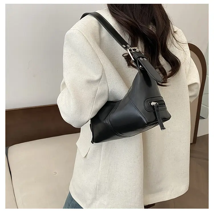Black French Shoulder Bag for Women 2024 Spring - Image 4