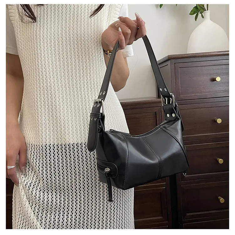 Black French Shoulder Bag for Women 2024 Spring — feature 18