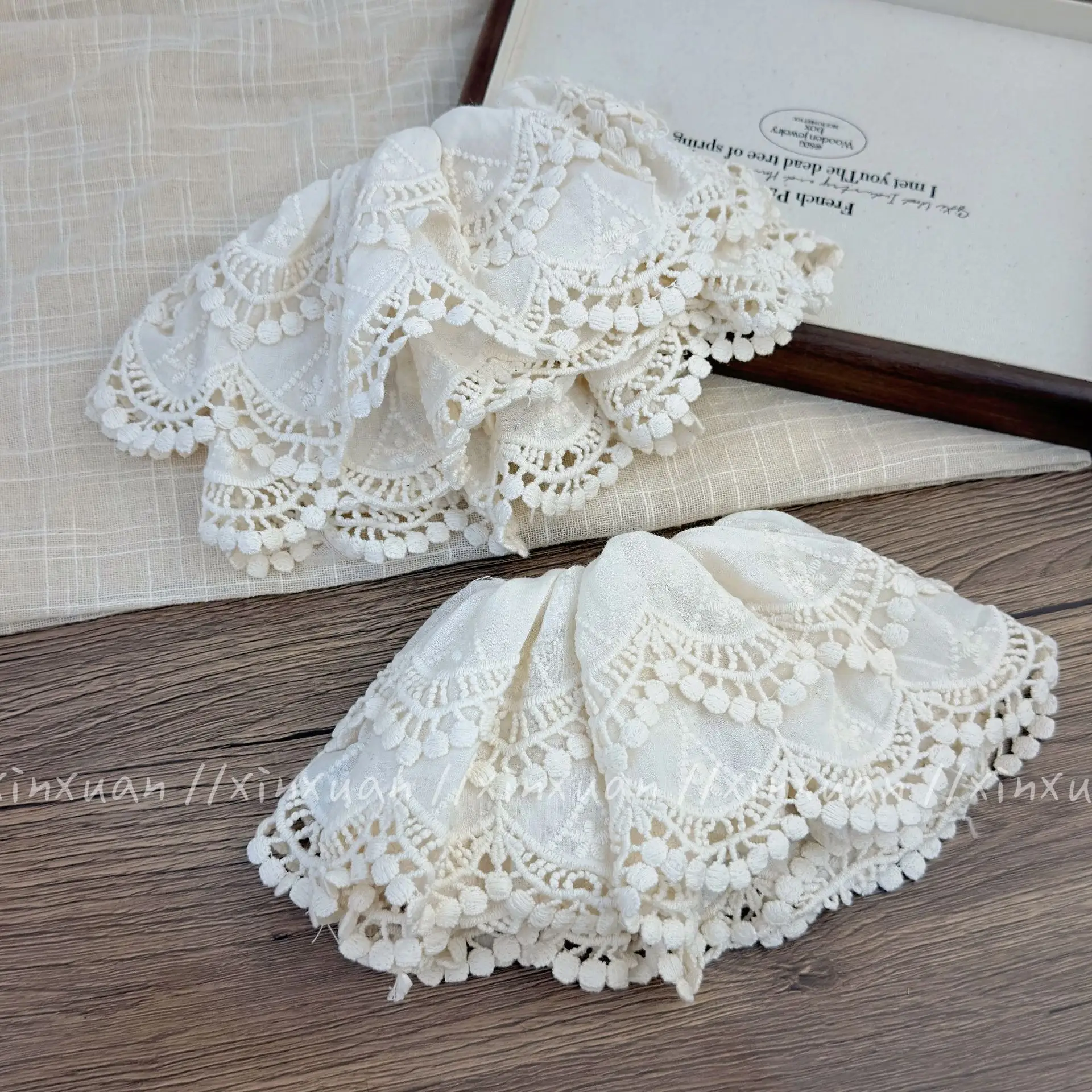 Korean Style White Lace Hair Ring Large Embroidered