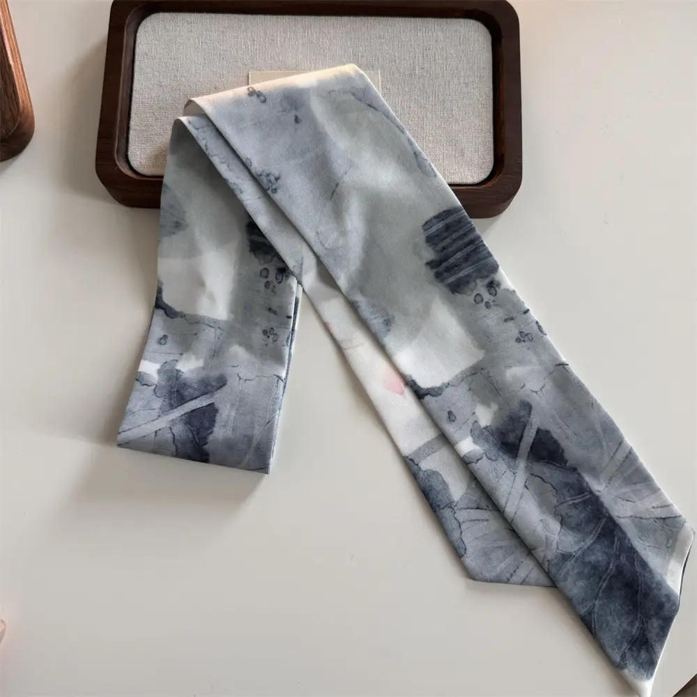 Bamboo Leaf Ink Silk Scarf for Women — feature 12