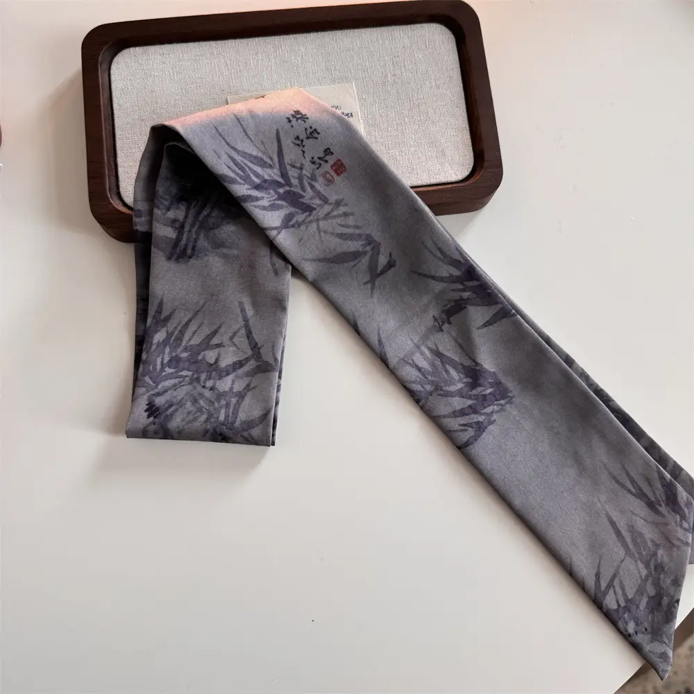 Bamboo Leaf Ink Silk Scarf for Women — feature 18