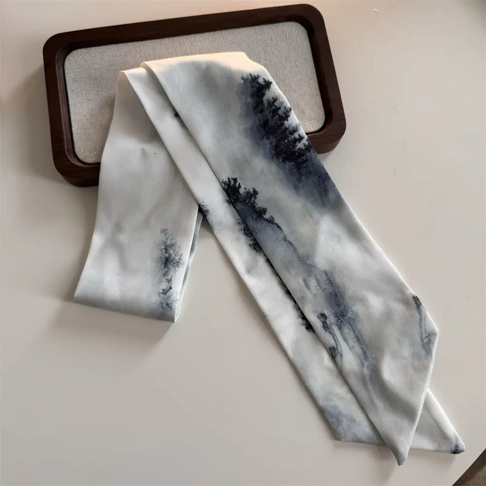 Bamboo Leaf Ink Silk Scarf for Women — feature 8