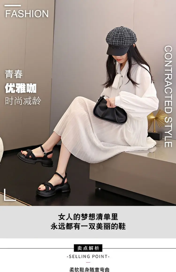 Women's Black Leather Roman Beach Sandals 2024 — feature 1