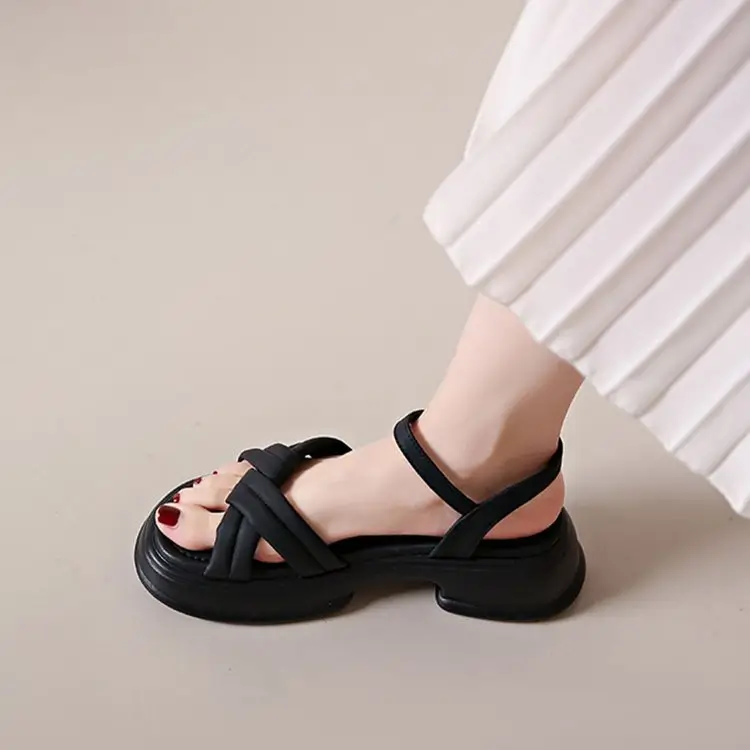 Women's Black Leather Roman Beach Sandals 2024 — feature 11